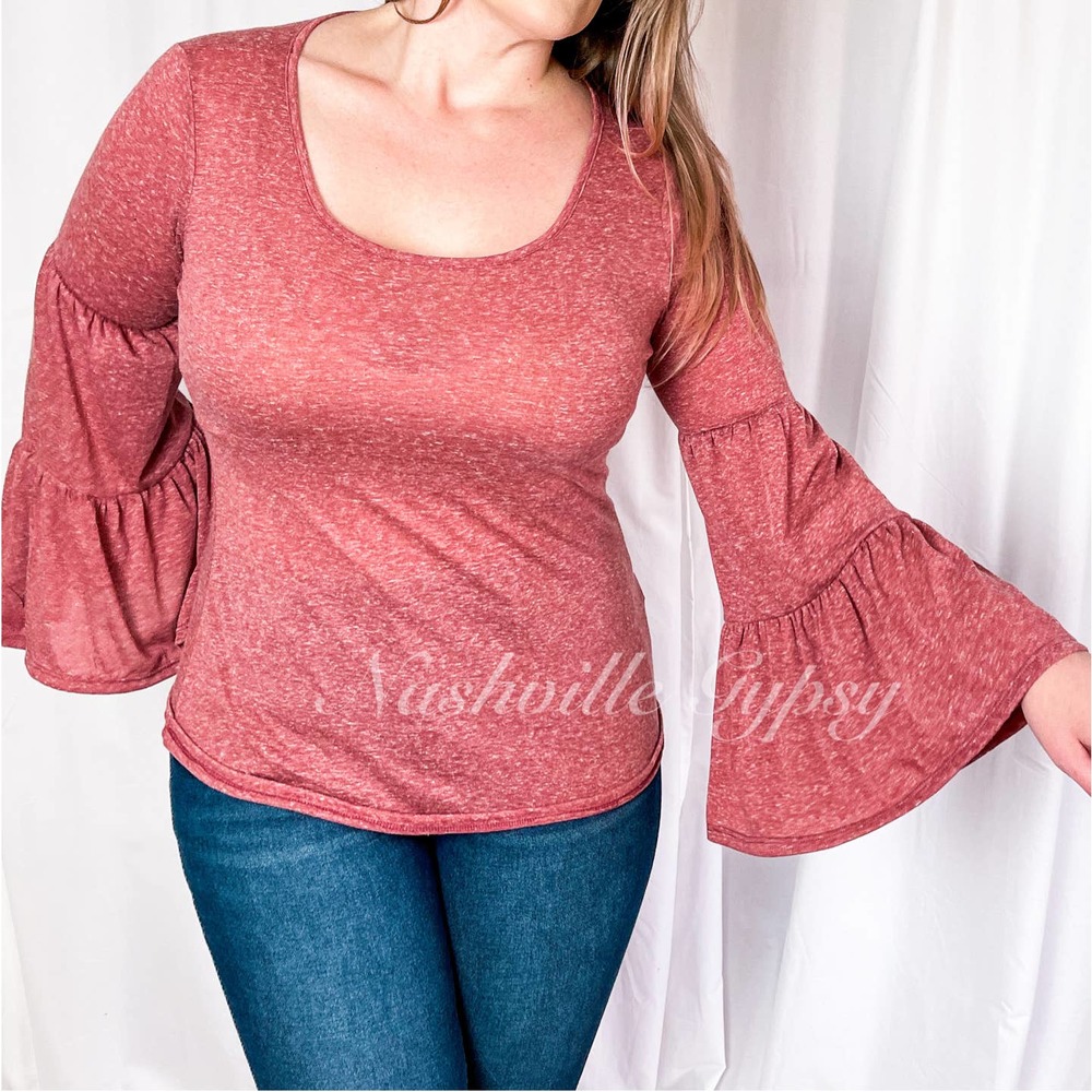 SOLD OUT NWT Marsala Bell Sleeve Shirt Size Medium